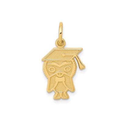 10k Gelbgold Abschluss Eule Anhänger mit Kappe Akademischer Meilenstein Charm