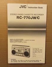 JVC RC-770JW/C Stereo Radio Cassette Recorder Instruction Book 1983-1984 Boombox