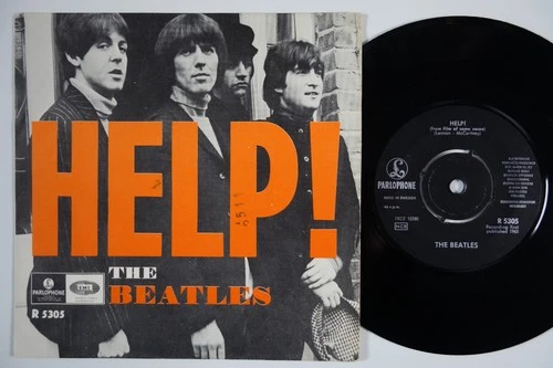 BEATLES Help RARE Sweden 45 DARK ORANGE VARIANT swedish I'm Down HEAR!
