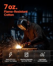 Flame Resistant Welding Jacket, 7oz. FR Shirts For Men, Machine Washable Cotton