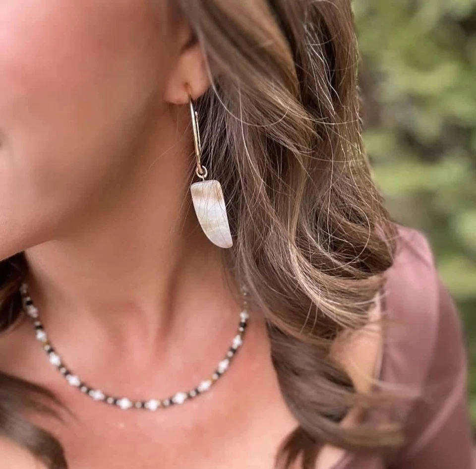 Park Lane Santal 2-in-1 Earrings Removable Mother of Pearl Charms 2.5 in Boho - Image 3 of 4