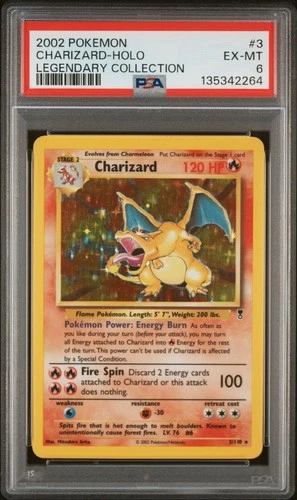 2002 POKEMON LEGENDARY COLLECTION #3 CHARIZARD-HOLO PSA 6