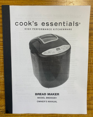 Bread Instruction Manual Fits Cooks Essentials Horizontal 2.0-Lb Machine Recipe