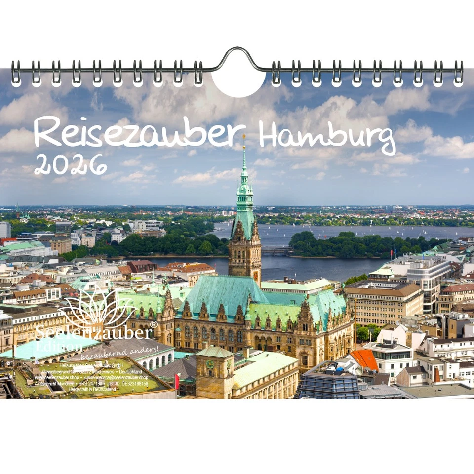 SEELENZAUBER GMBH Reisezauber Hamburg DIN A5 Kalender für 2026 Hafen Reeperbahn Deutschland - Seel