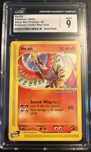Pokemon Center NY Ho-Oh #52 Black Star Promo Card CGC 9 Mint