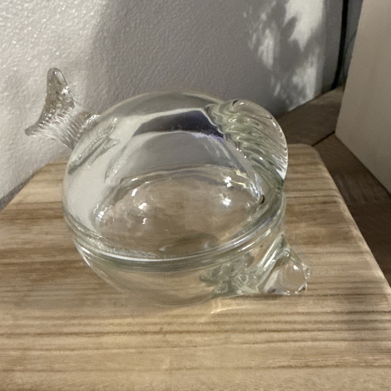 Anchor Hocking Fish Trinket Dish Clear Glass Art Glass Vintage