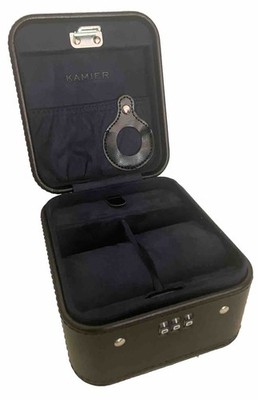 KAMIER Watch Case with Combination Lock - 2 Storage and Jewelry Black