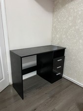 Black Wooden Desk with 3 Drawers – Great Condition