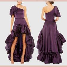 NWD Mac Duggal [  6 ] 20702 High Low Gown with Statement Bow Aubergine S1888
