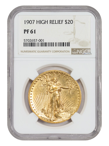 1907 $20 High Relief NGC PR61 (Flat Edge) - St. Gaudens $20