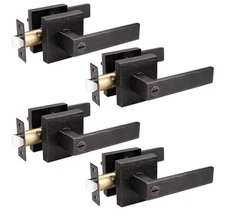 Knobelite Privacy Door Lever Locking Inside Door Handle Set- Privacy Slim 4 Pack