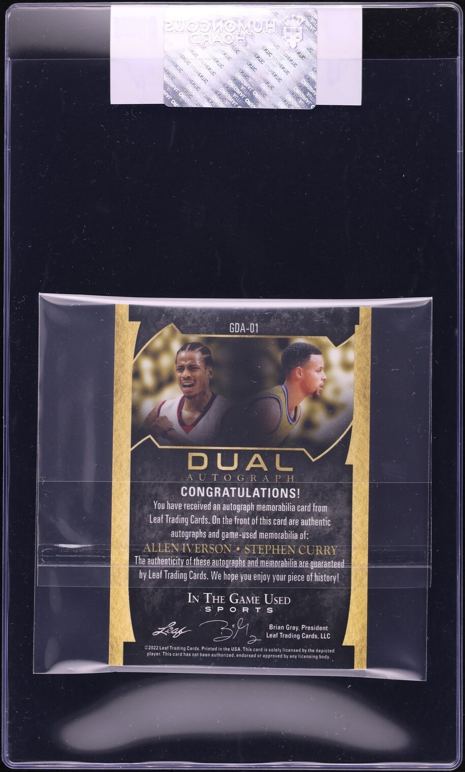 2022 Leaf Sports In Game Used GOLD Iverson Stephen Curry PATCH AUTO /8 CGC AUTH view 4