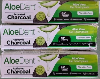 Aloe Dent Charcoal Toothpaste 3-Pack Fluoride Free 100ml Exp 06/2028  Damaged Box | eBay
