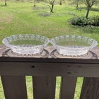 2 Vintage Anchor Hocking Clear Pressed Glass Wexford Pattern Oval Serving Bowls