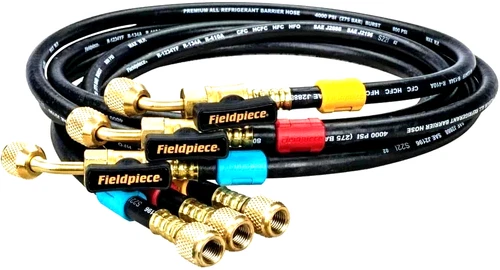 Fieldpiece HR3B Ball Valve Refrigerant Hose Set (3) with Color Tags - 1/4" x 1/4