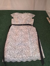 Calvin Klein White Lace Dress With Black Tie See Measurements