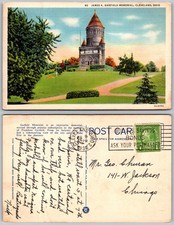 Cleveland Ohio James A Garfield Memorial Tower Lawn Postcard