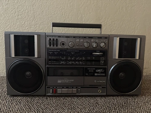 HITACHI TRK-91C Ghettoblaster Vintage Cassette Radio Boombox detachable speakers