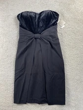 AIDAN MATTOX Dress 6 Black Bow Strapless Sleeveless Midi Cocktail Velvet NEW