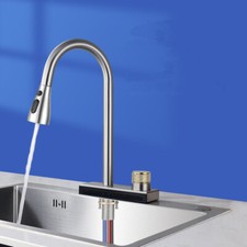 Brushed Nickel Kitchen Faucet Pull Out Tap 3 Functions Sprayer Single Handle