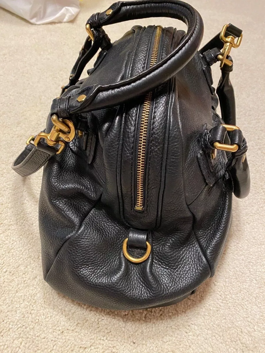 Marc by Marc Jacobs Black Genuine Leather Top Handle Gold Hardware Bag