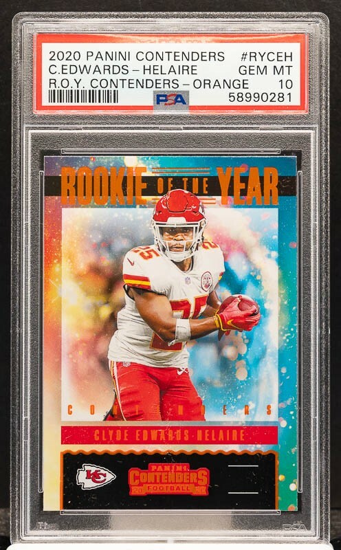 Clyde Edwards-Helaire Panini Contenders Rookie of the Year Contenders #RYCEH Orange