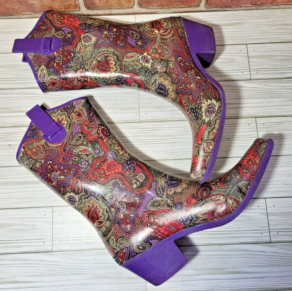 Botas de lluvia Corkeys Rodeo púrpura cachemira para mujer botas de barro botas de goma talla 11 Foto 4 de 4