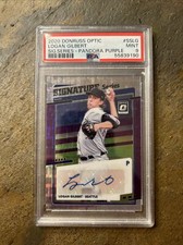 #4/25 PSA 9 Logan Gilbert 2020 Donruss Optic Signature Pandora Purple Prizm Auto