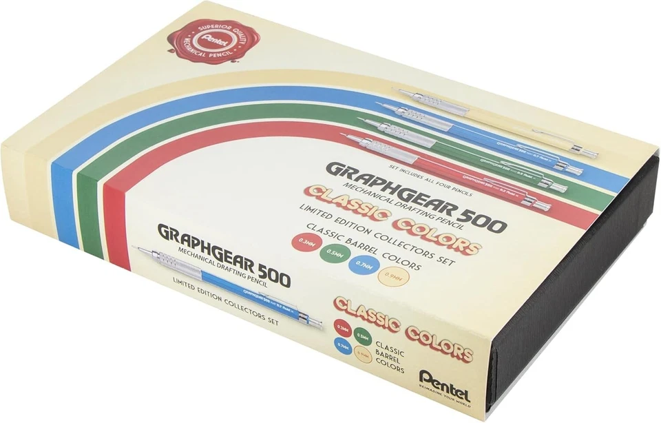 Lápis mecânico Pentel Graphgear 500 edição limitada, conjunto de caixa de cores clássicas - Imagem 2 de 4
