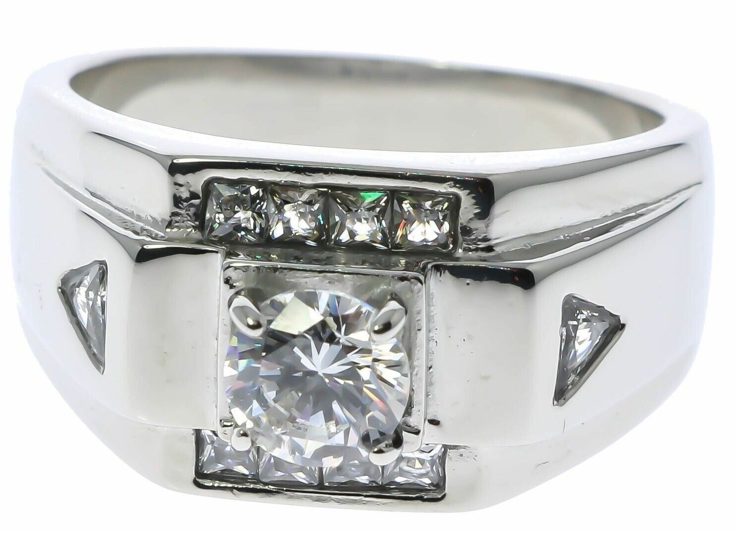 Details about  / 2 carat weight Cz Triangle enhanced Stainless Steel Men/'s Ring Size 13 T45