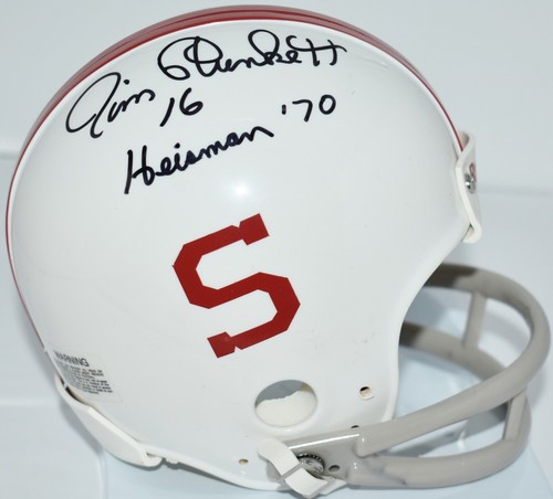 JIM PLUNKETT AUTOGRAPHED CUSTOM MINI HELMET STANFORD CARDINALS HEISMAN 1970 JSA - 第 2/8 張圖片