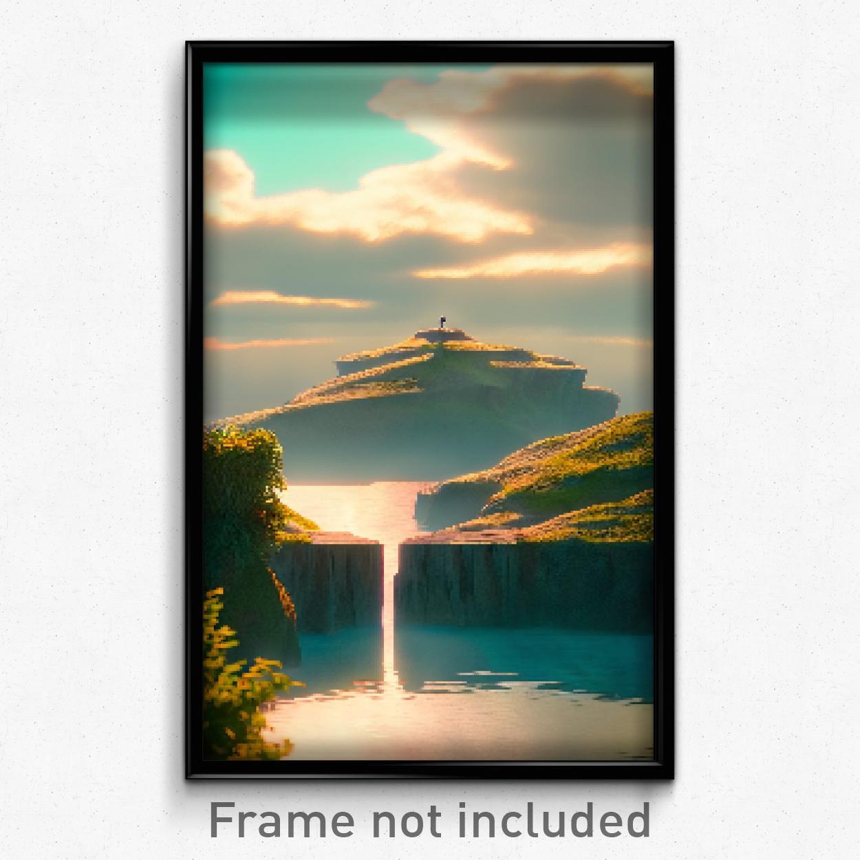 Pixel Art Poster - Tidy Promontory (8 Bit Psychedelic Trippy Video Game Print)