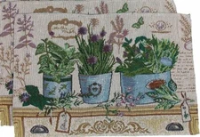 Set of 2 Same Kitchen Tapestry Placemats(13"x19") FLOWER PLANTS & BUTTERFLIES,HC