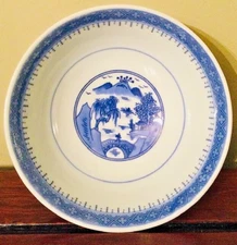 Chinese Blue Canton Porcelain Hand Painted 10-pc. 4 1/2" Rice Bowl Set