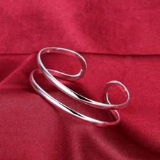 hot 925 Silver women chain cuff Bangle bracelet charm jewelry wedding gift