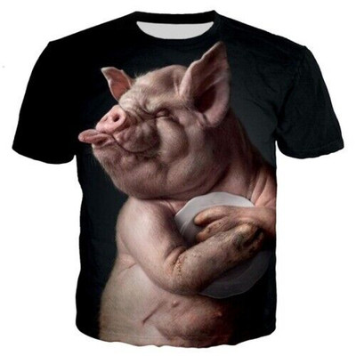 Neuheit Tier Lustiges Schwein Casual Frauen Männer T-Shirt 3D Druck Kurzarm TOPS