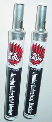 2 Vintage Red Eagle Valve Action Smelly Permanent Black Ink Art Markers USA NOS