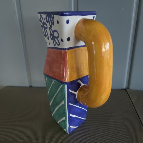 Brocca/vaso ceramica Benlloch Spagna vintage astratto anni 60 10"X7" firmato a mano - Foto 7 di 14