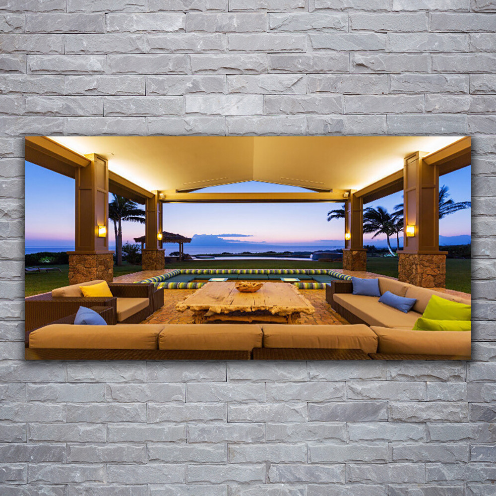 Tableau photo sur toile architecture 120x60 cm avec finitions premium noir et blanc