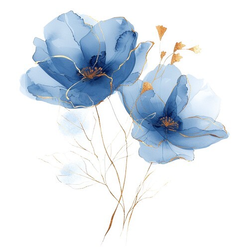 20 Servietten Elegant Blue Flowers Blaue Blumen Garten Zart Elegant 33X33Cm-image