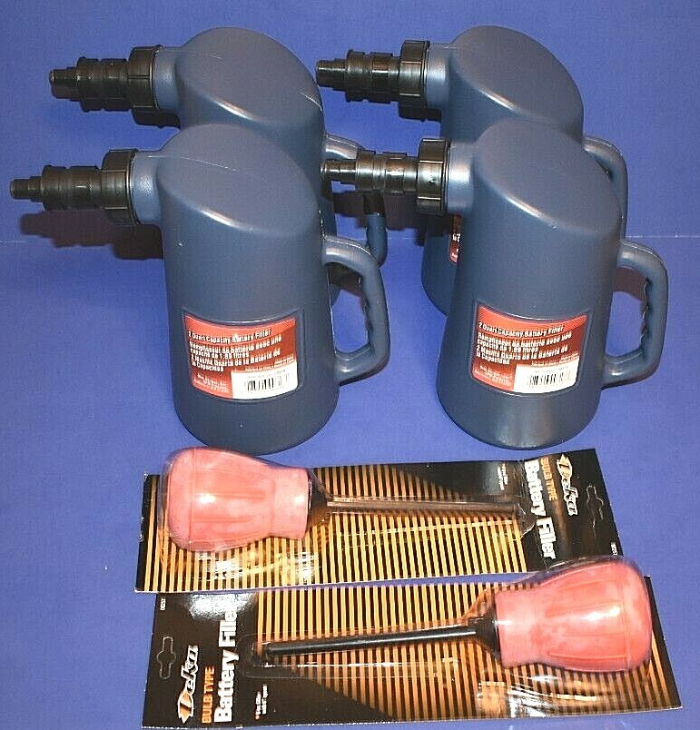 4 Battery Filler Bottle Automatic Shut Off 2 filler Bulb Golf Cart RV