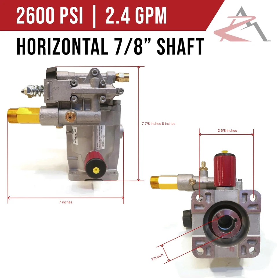 Pressure Washer Pump  for Powerstroke PS80903A with 7/8" Horizontal Short Shaft - Photo 2/4