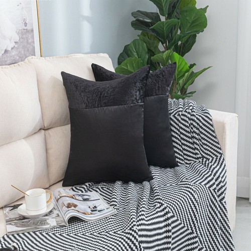 Luxury Crushed Velvet Band Cushion Covers Faux Silk 17X17 20X20 22X22 24X24 Inch - Picture 2 of 7