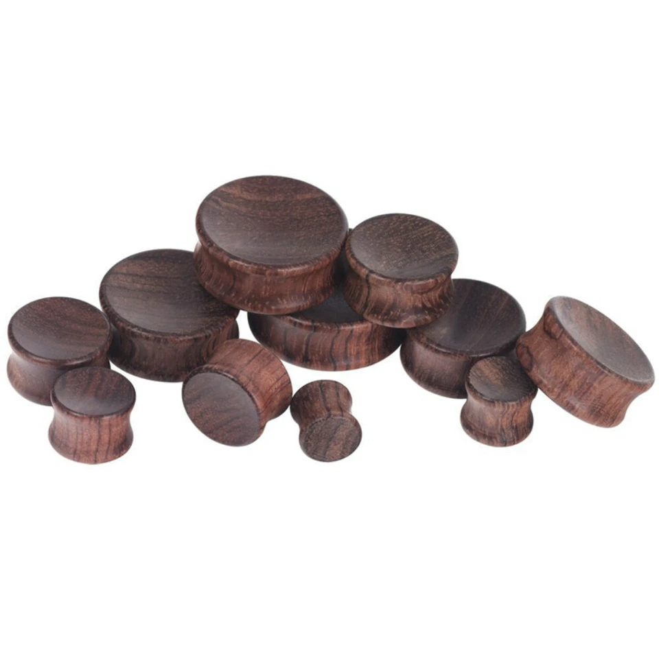 8MM-30MM HOLZ OHR PLUG TUNNEL WOOD STÖPSEL PIERCING EDELHOLZ KONKAV BRAUN PLUGS - Bild 1 von 1