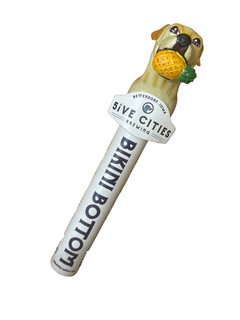 Five Cities Brewery Beer Tap Handle Yellow Lab Dog and Pineapple