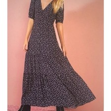 Modcloth New Ditsy Floral Short Sleeve Tiered Maxi Dress Size S