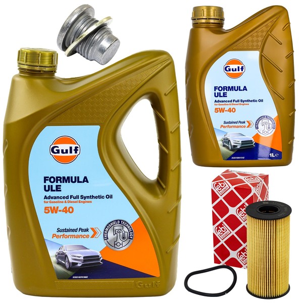 MotoröL Filter Set Gulf Formula ULE 5W-40 6 Liter + Schraube FüR Dacia Nissan-image