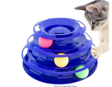 Triple Ball Chase 3 Tier Tower Interactive Toy Cats Kittens NWOB BLue