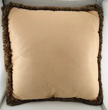 Set Of 4 Ethan Allen Jacquard Tangerine Orange Fringed Premium Accent Pillows