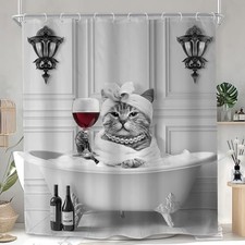 Funny Cat Shower Curtain 60Wx72L Inch Cute 60"W x 72"L Pack of 1 B-cat